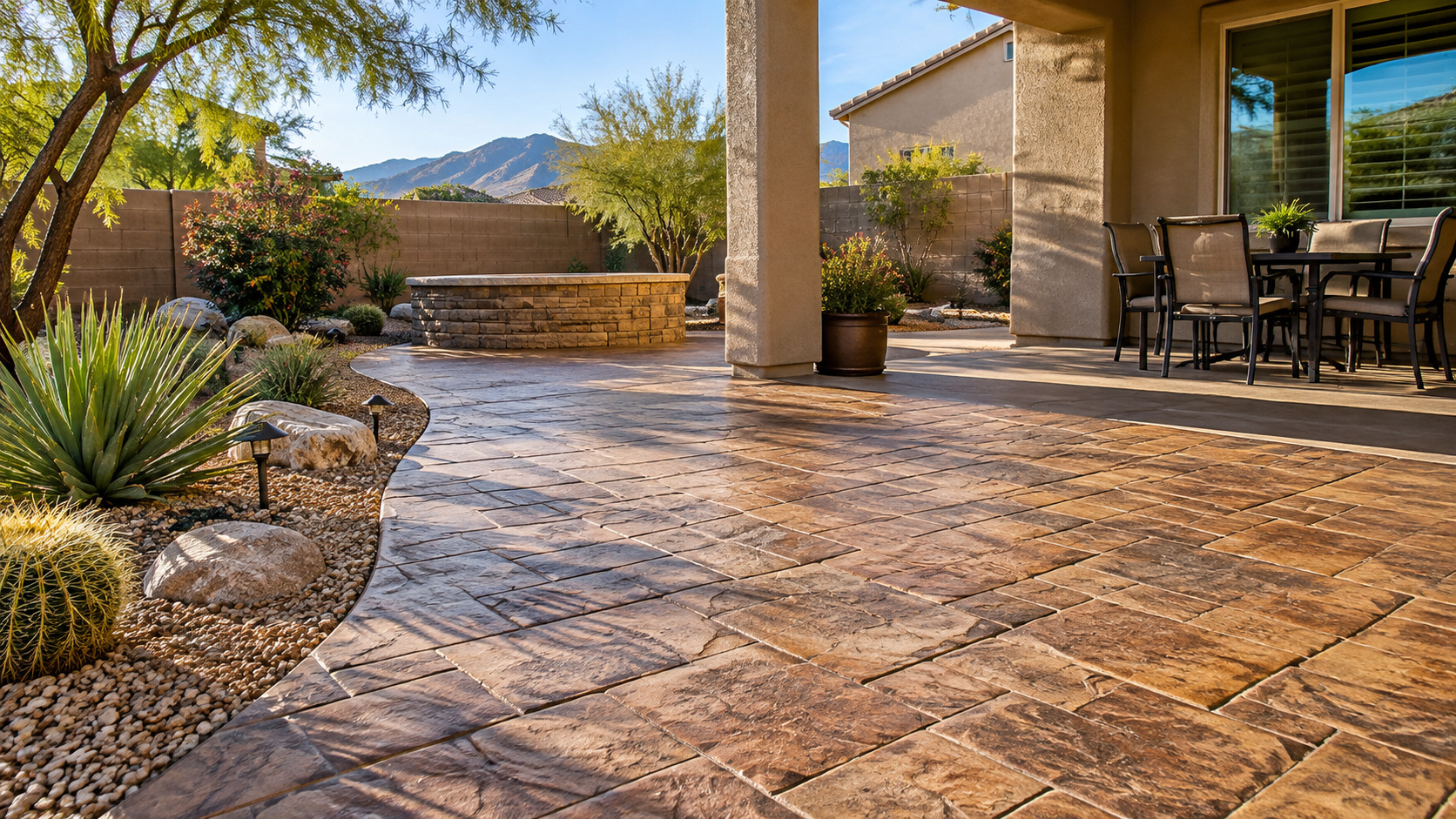 Stamped decorative concrete surface